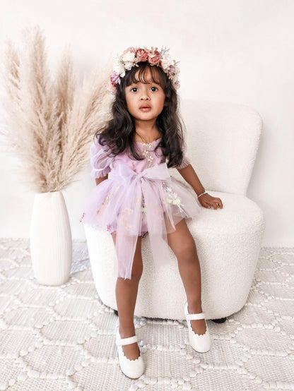 Cupcake Lavender Baby Girl Tulle Party Romper