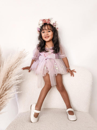 Cupcake Lavender Baby Girl Tulle Party Romper