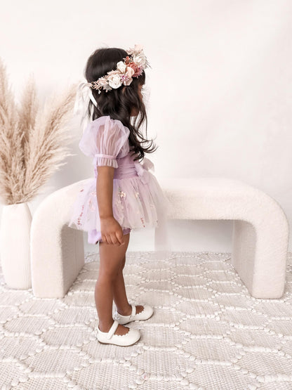 Cupcake Lavender Baby Girl Tulle Party Romper