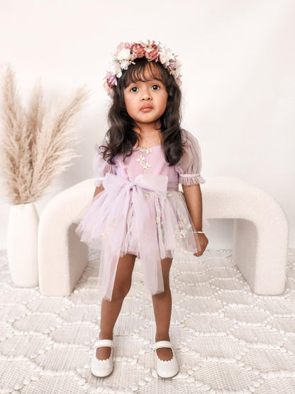 Cupcake Lavender Baby Girl Tulle Party Romper