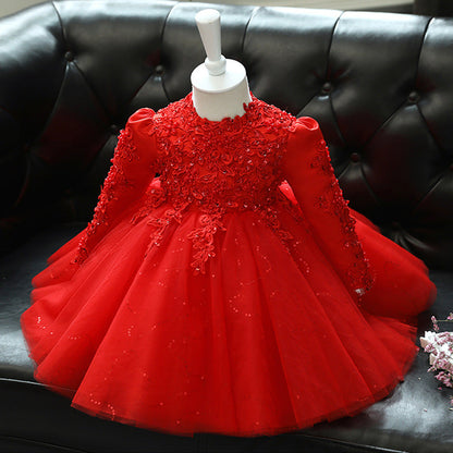 Cute Baby Girl Autumn Baptism Dress Toddler Pageant Christmas Princess Dress