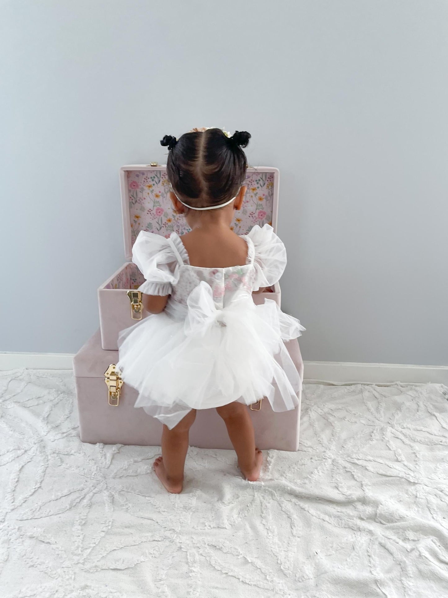 Jewel Sequin White Sparkle Baby Girl Tulle Party Romper