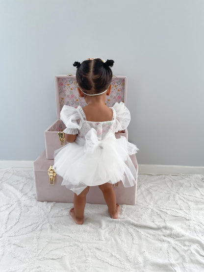Jewel Sequin White Sparkle Baby Girl Tulle Party Romper