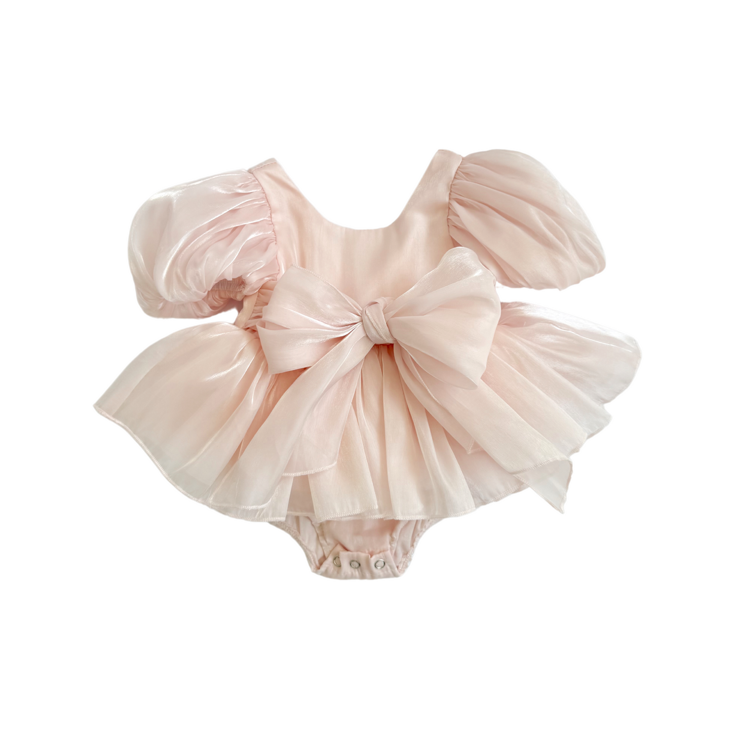 Scarlette Rose Petal Pink Organza Baby Girl Party Romper