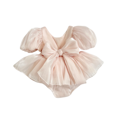 Scarlette Rose Petal Pink Organza Baby Girl Party Romper
