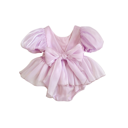 Scarlette Rose Purple Pearl Organza Baby Girl Party Romper