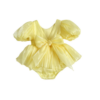 Scarlette Rose Canary Lemon Organza Baby Girl Party Romper