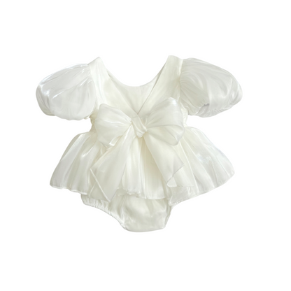 Dolly White Organza Baby Girl Party Romper