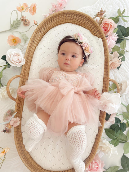 Jewel Sequin Pastel Pink Sparkle Baby Girl Tulle Party Romper