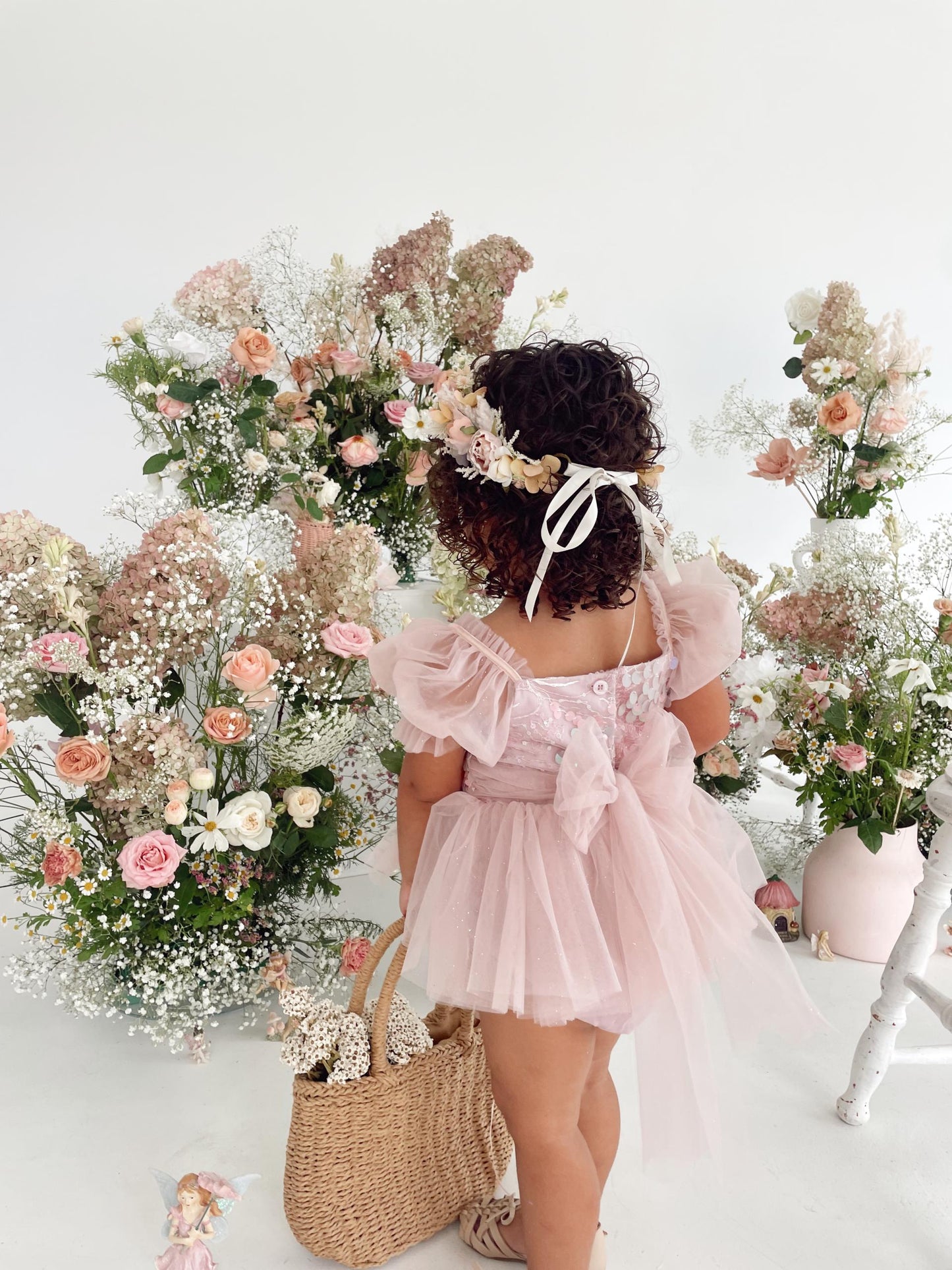 Jewel Sequin Dusty Pink Sparkle Baby Girl Tulle Party Romper
