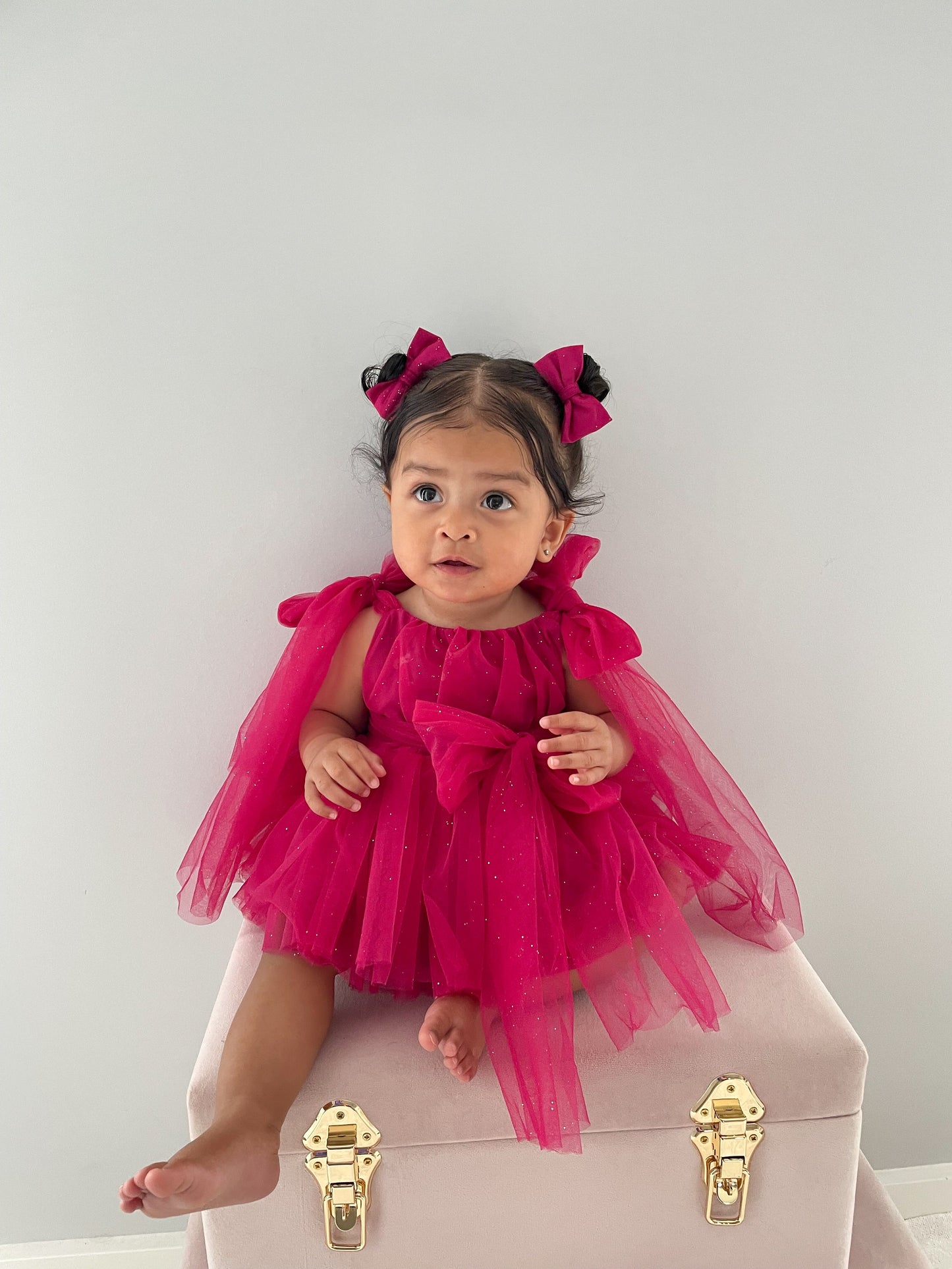 English Rose Romper Ruby Red Sparkle Baby Girl Romper