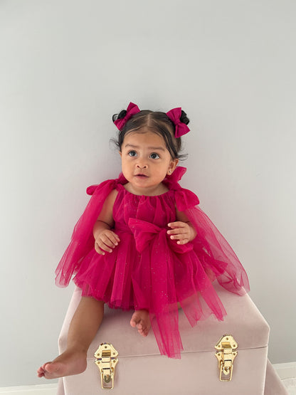 English Rose Romper Ruby Red Sparkle Baby Girl Romper
