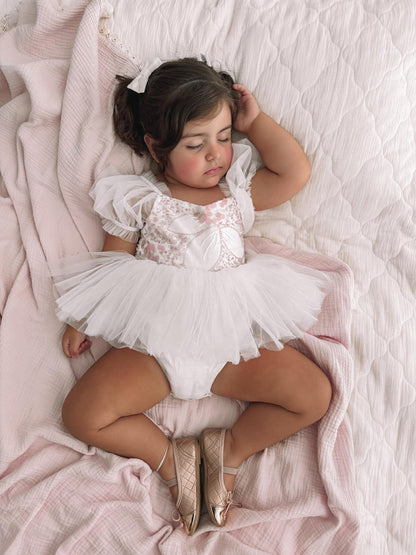 Jewel Sequin White Sparkle Baby Girl Tulle Party Romper