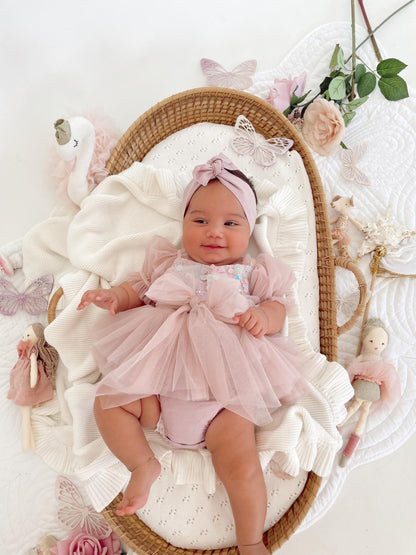 Jewel Sequin Dusty Pink Sparkle Baby Girl Tulle Party Romper