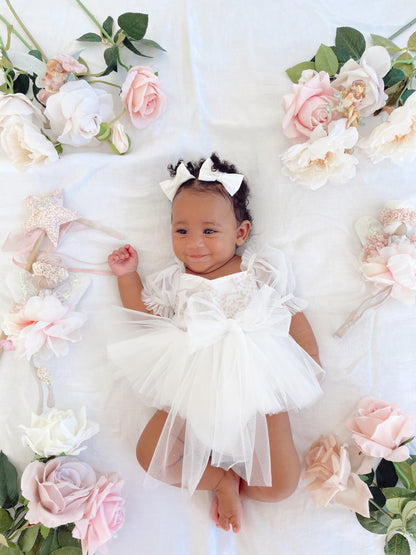 Jewel Sequin White Sparkle Baby Girl Tulle Party Romper