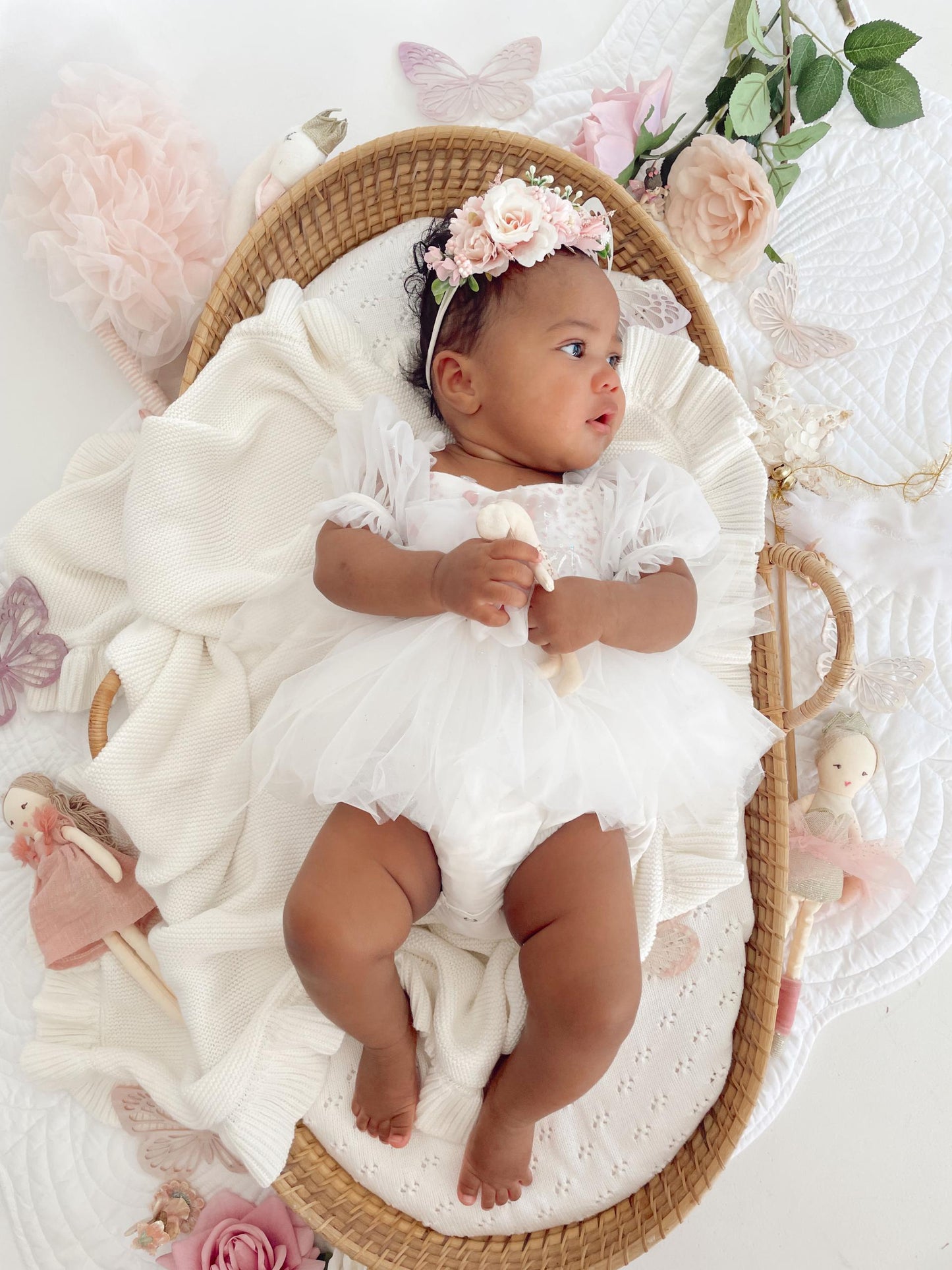 Jewel Sequin White Sparkle Baby Girl Tulle Party Romper