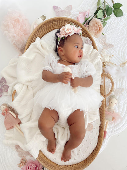 Jewel Sequin White Sparkle Baby Girl Tulle Party Romper