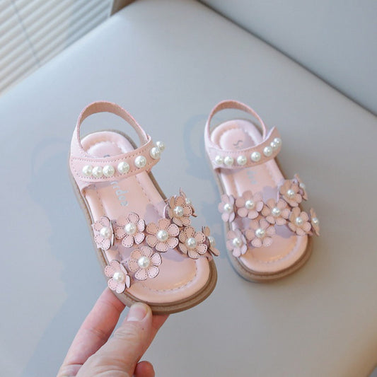 Baby Flower Pearl Soft-Soled Princess Sandals