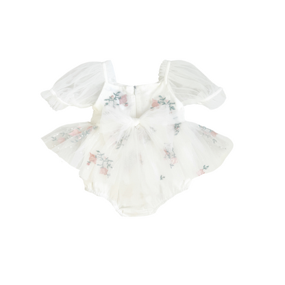 Swan Lake White Embroidered Baby Girl Tulle Party Romper