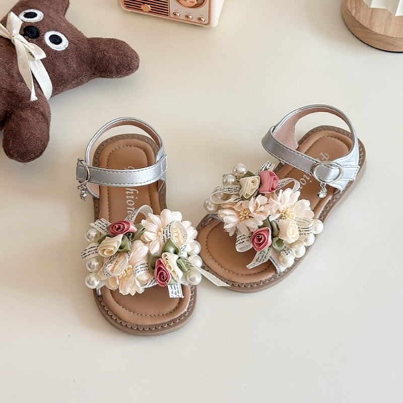 Girls' Summer Princess Flower Soft-Soled Sandals
