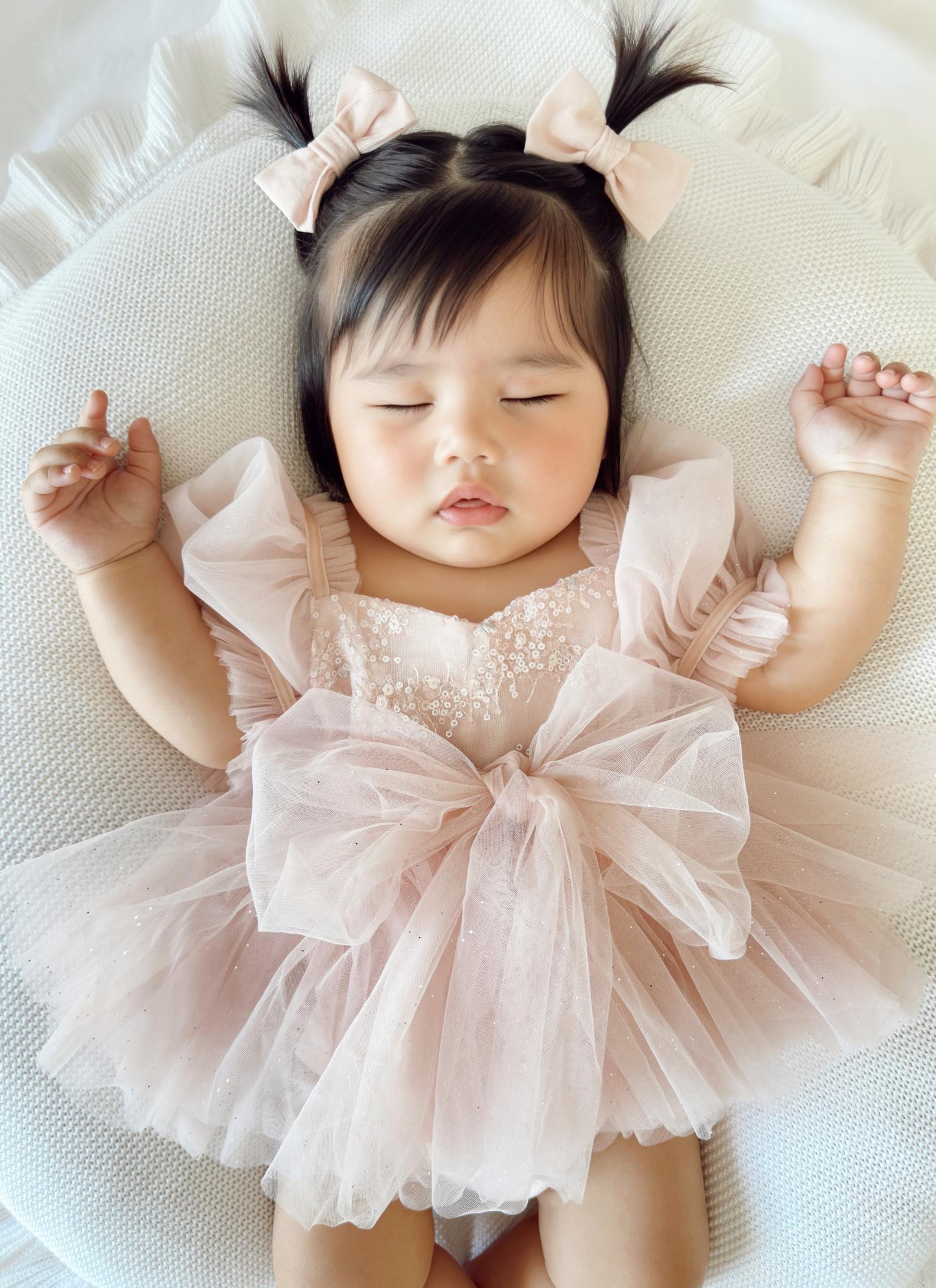 Jewel Sequin Pastel Pink Sparkle Baby Girl Tulle Party Romper
