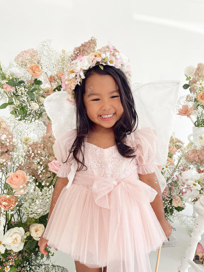Jewel Sequin Pastel Pink Sparkle Baby Girl Tulle Party Romper