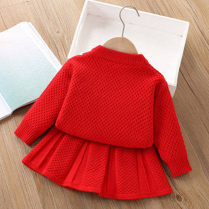 Girls Comfortable Outfit Girls Elegant School Outfit Two-piece Set