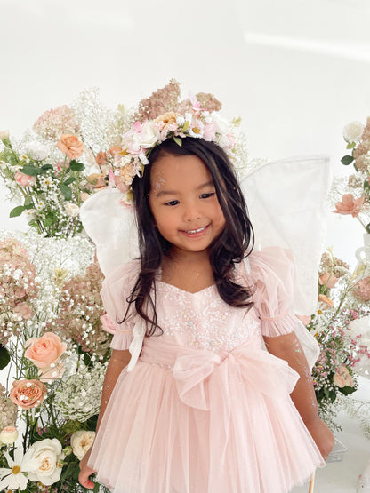 Jewel Sequin Pastel Pink Sparkle Baby Girl Tulle Party Romper