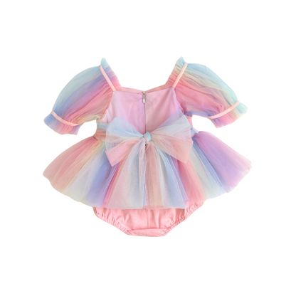 Unicorn Party Baby Girl Rainbow Tulle Romper