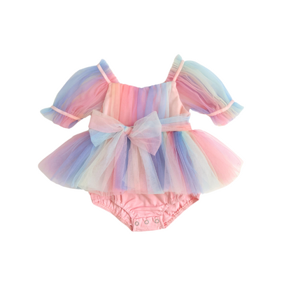 Unicorn Party Baby Girl Rainbow Tulle Romper