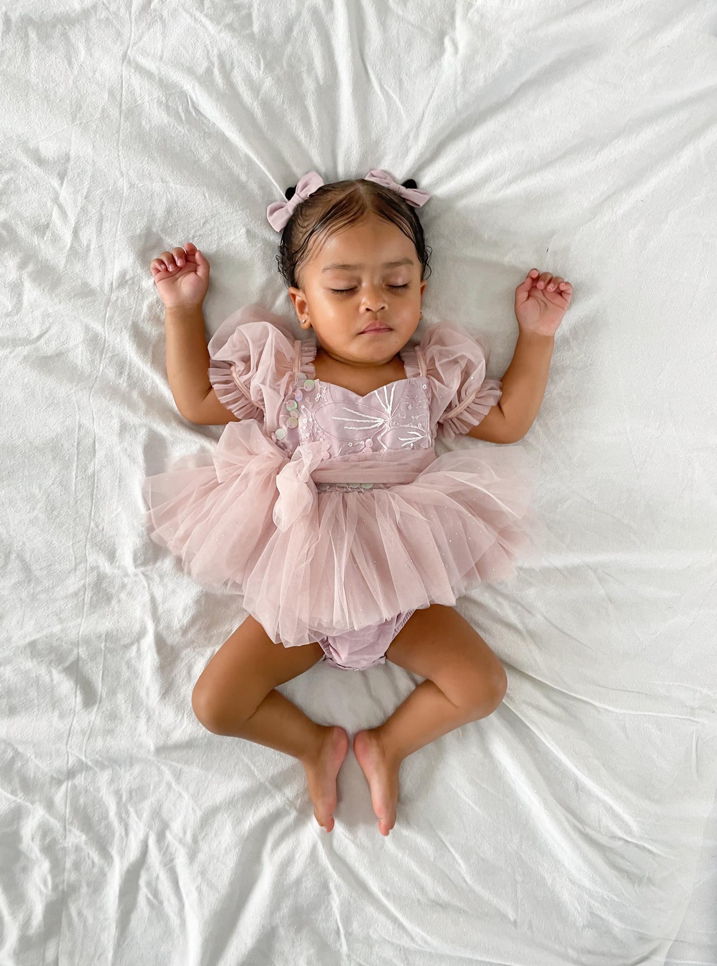 Jewel Sequin Dusty Pink Sparkle Baby Girl Tulle Party Romper
