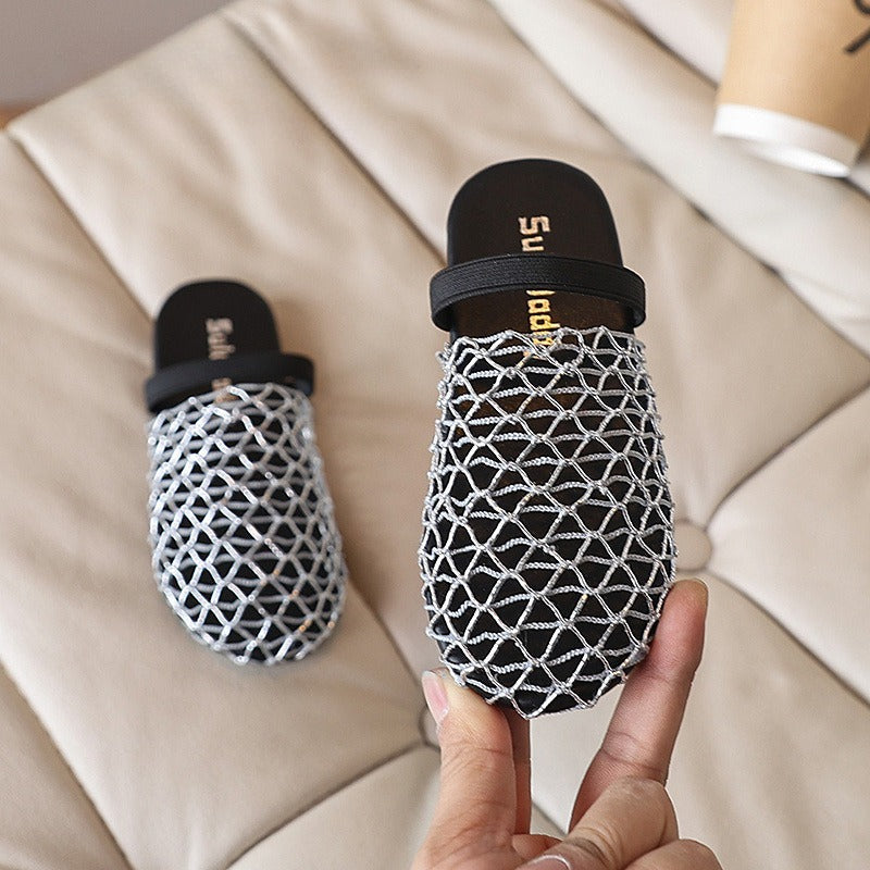 New Summer Girls' Fishnet Woven Openwork Slippers
