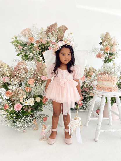 Jewel Sequin Pastel Pink Sparkle Baby Girl Tulle Party Romper