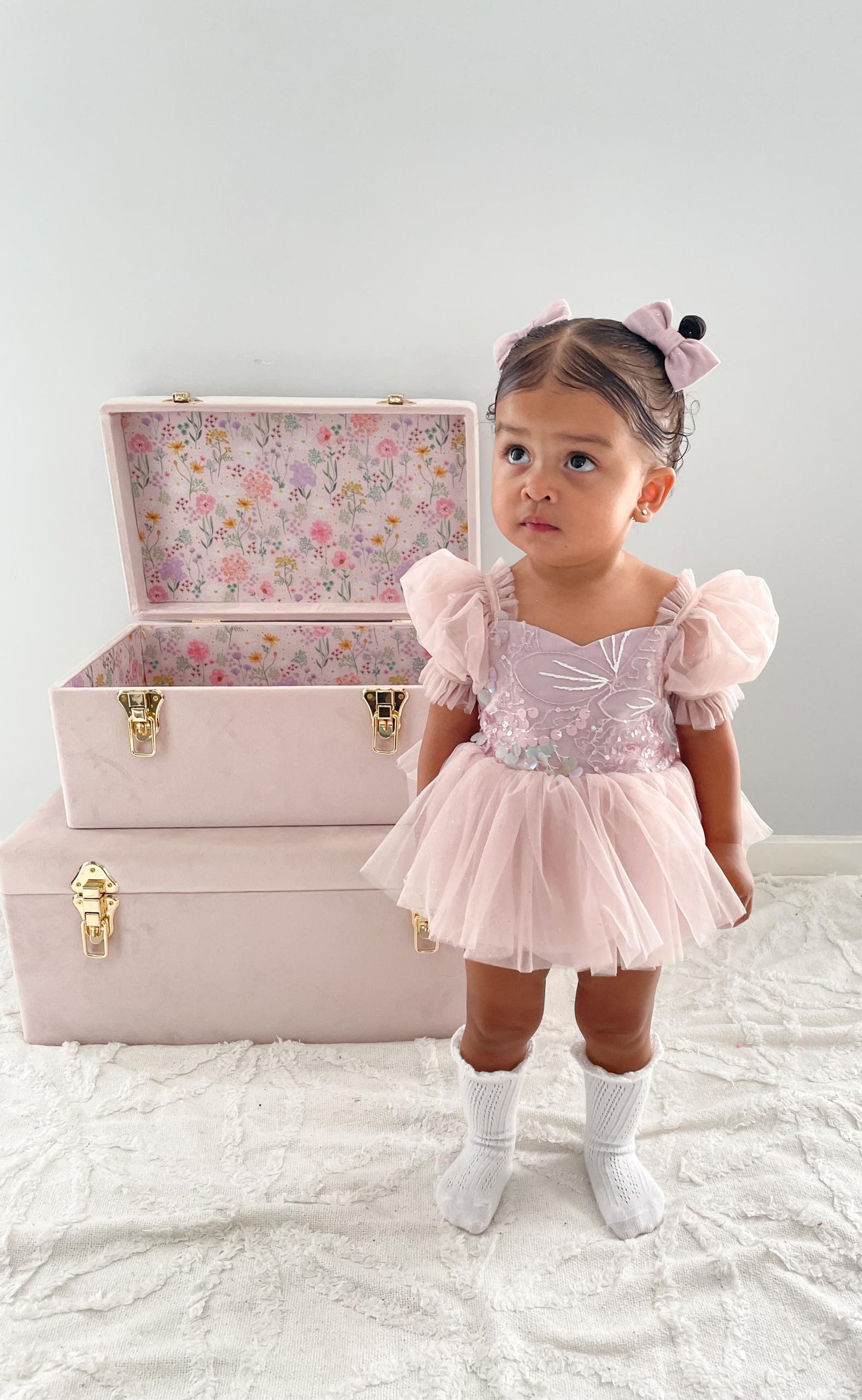 Jewel Sequin Dusty Pink Sparkle Baby Girl Tulle Party Romper