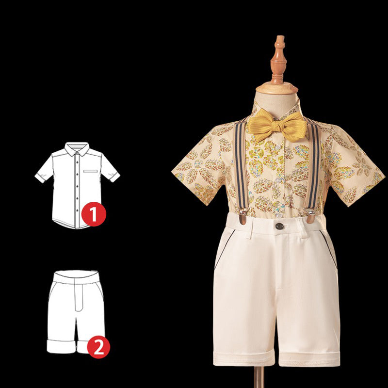 Boys Floral Shirt Birthday Suit Performance Costume