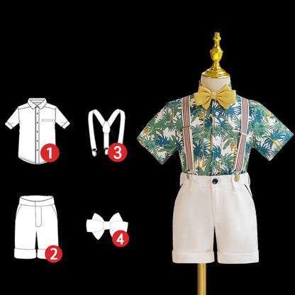 Boys Fashion Floral Shirt Short Sleeve Suit