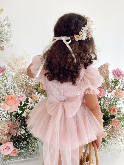 Jewel Sequin Dusty Pink Sparkle Baby Girl Tulle Party Romper