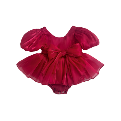 Dolly Ruby Red Organza Baby Girl Party Romper