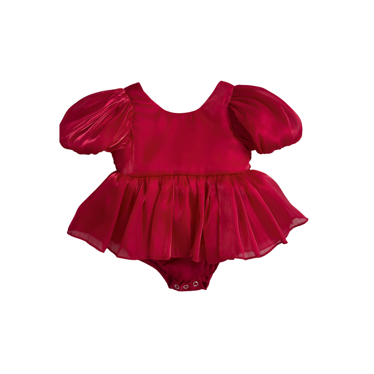 Dolly Ruby Red Organza Baby Girl Party Romper