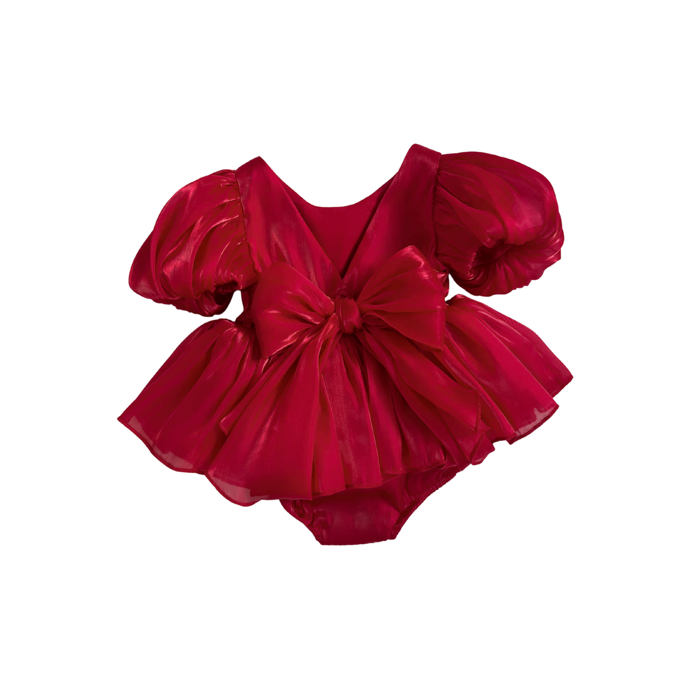 Dolly Ruby Red Organza Baby Girl Party Romper