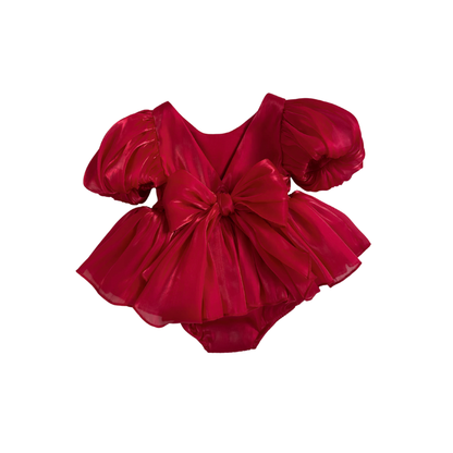 Dolly Ruby Red Organza Baby Girl Party Romper