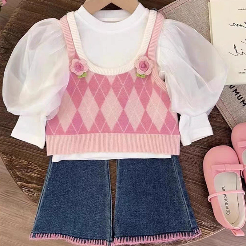 Girls Fall School Outfit Girls Elegant Two-piece Set