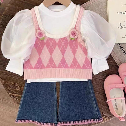 Girls Fall School Outfit Girls Elegant Two-piece Set
