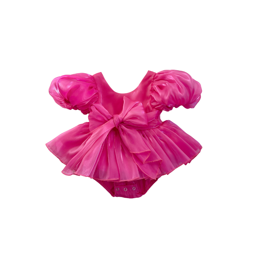 Dolly Fuchsia Pink Organza Baby Girl Party Romper
