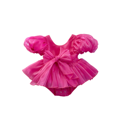 Dolly Fuchsia Pink Organza Baby Girl Party Romper