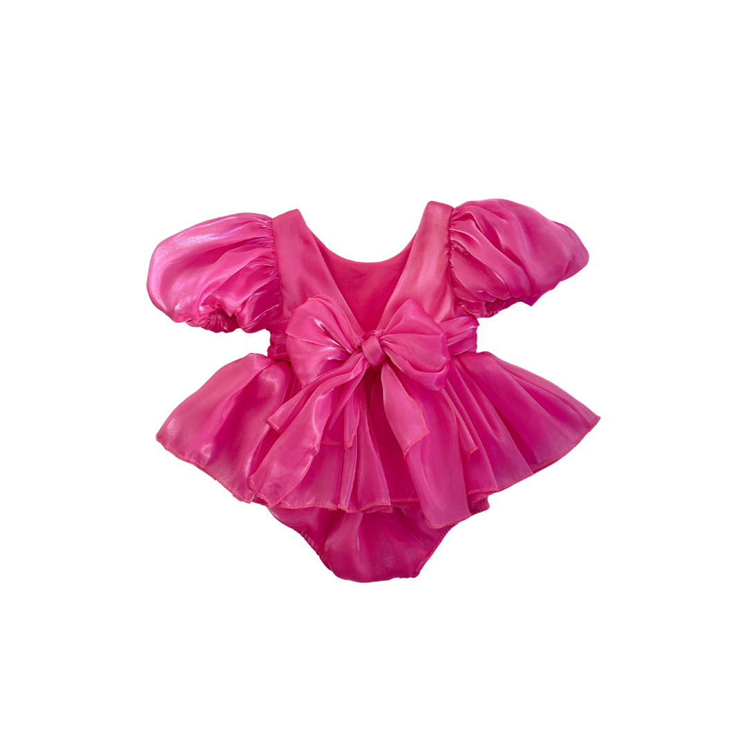 Dolly Fuchsia Pink Organza Baby Girl Party Romper