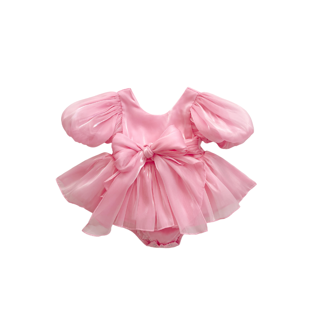 Dolly Candy Pink Organza Baby Girl Party Romper