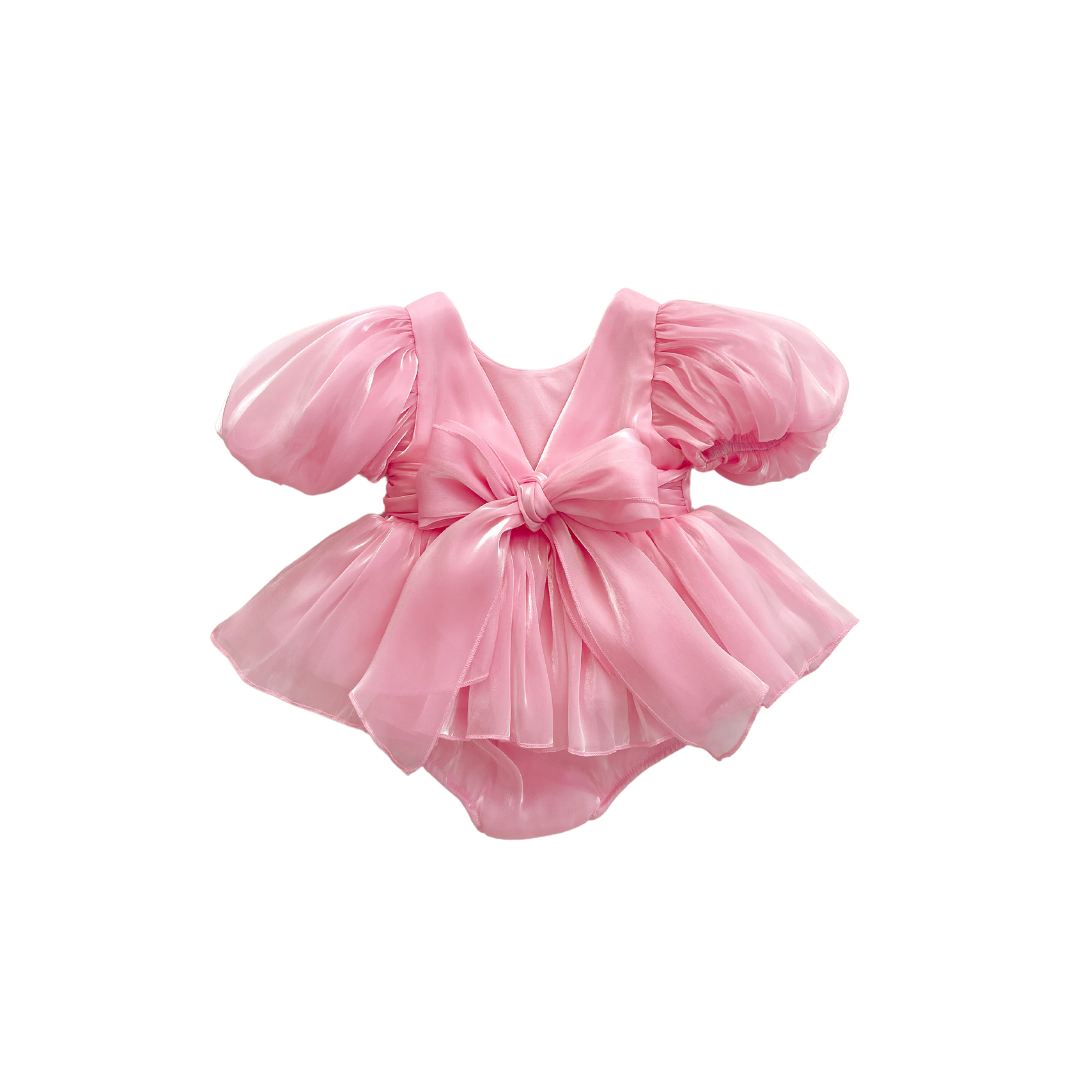 Dolly Candy Pink Organza Baby Girl Party Romper