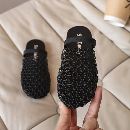 New Summer Girls' Fishnet Woven Openwork Slippers