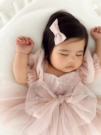 Jewel Sequin Dusty Pink Sparkle Baby Girl Tulle Party Romper